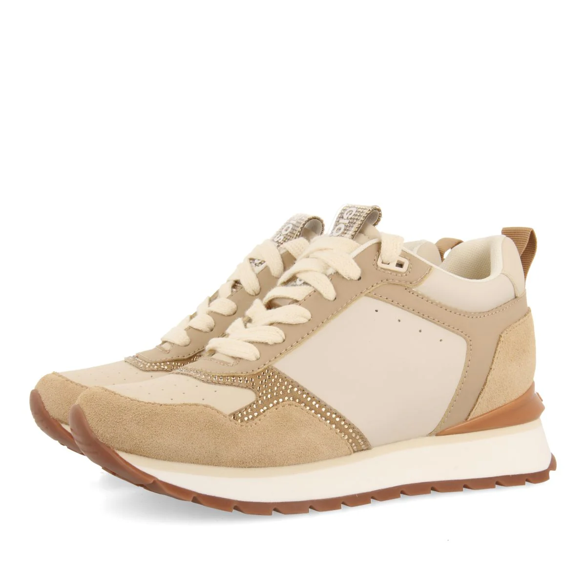 NUDE SNEAKERS WITH RHINESTONE DETAIL AND INTERNAL WEDGE FOR WOMEN DEBARY - Image 3
