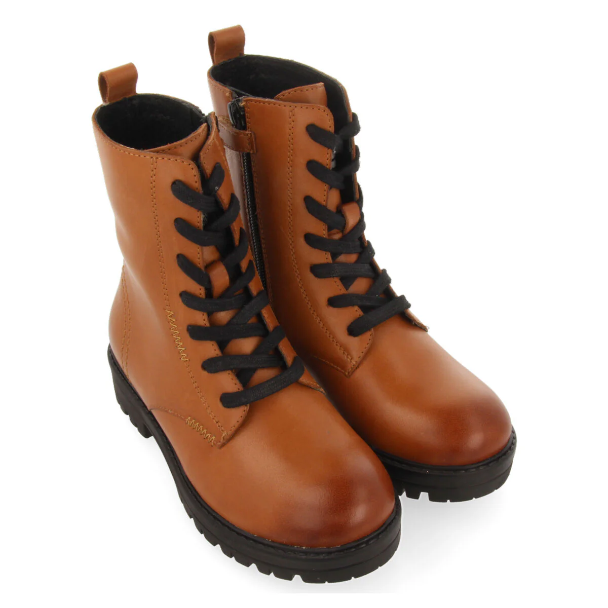 Oacoma children's tan leather lace-up ankle boots - Image 2