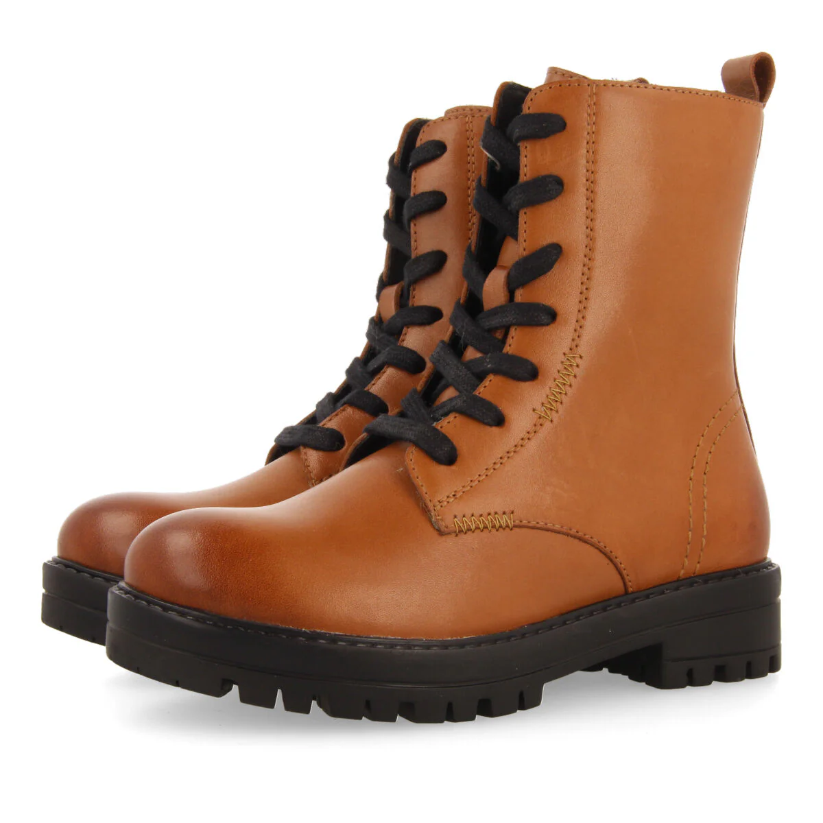 Oacoma children's tan leather lace-up ankle boots - Image 4