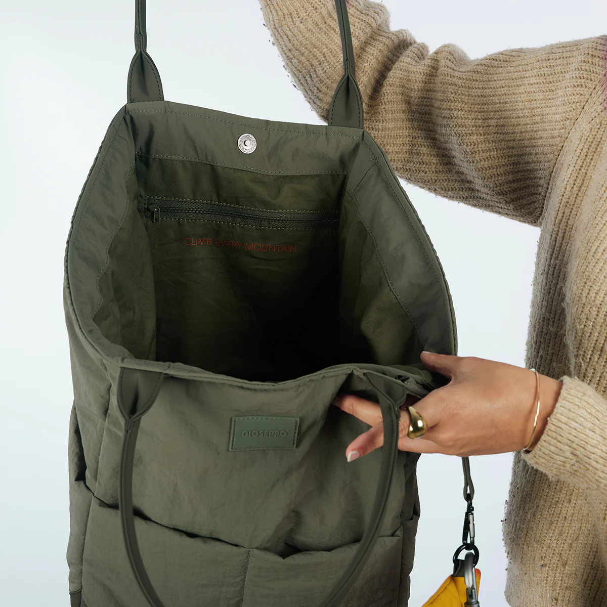 Odda quilted khaki shopper bag - Image 4