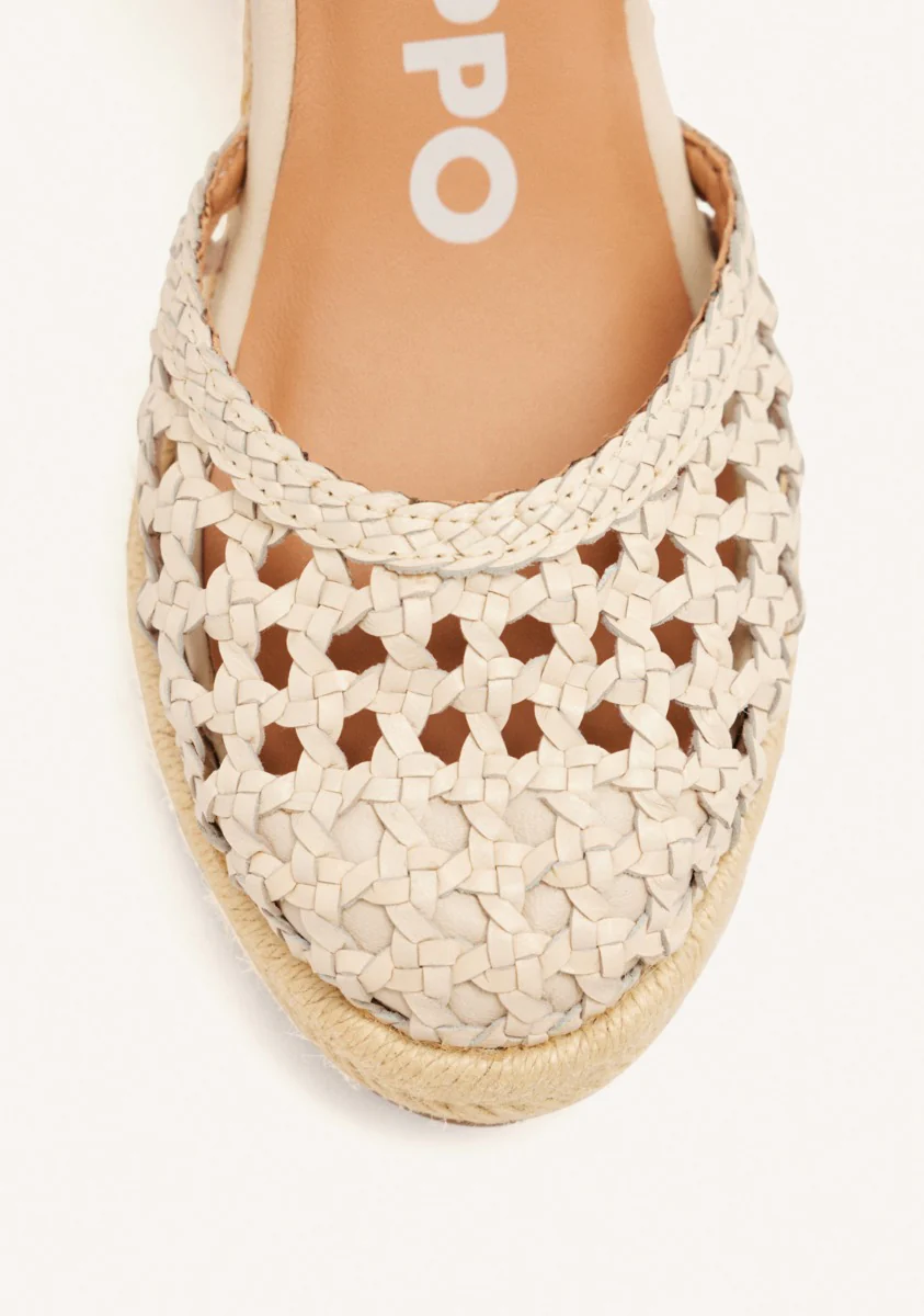 OFF-WHITE BRAIDED LEATHER ESPADRILLES WITH HIGH JUTE WEDGE FOR WOMEN SERIGNAN - Image 5