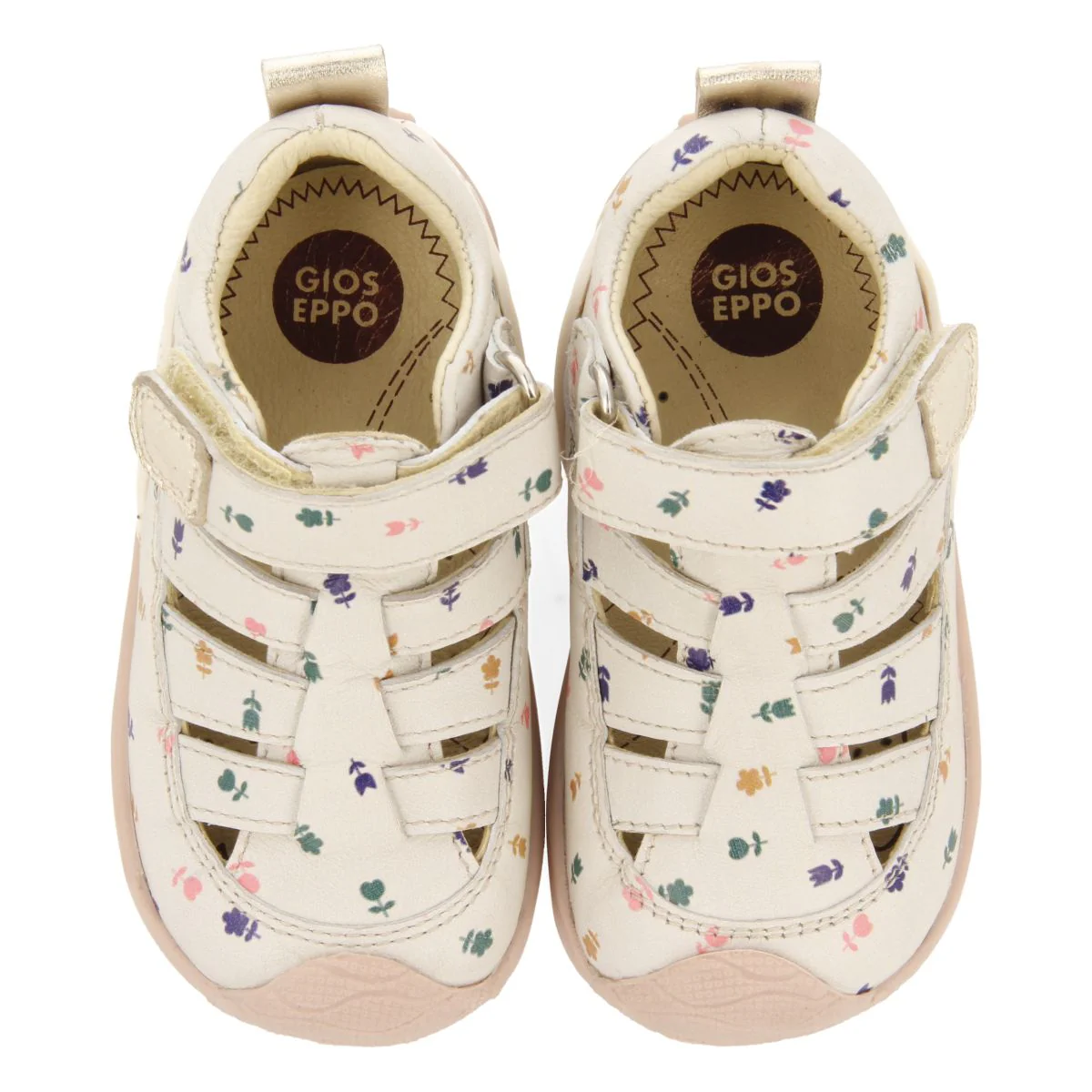 OFF-WHITE LEATHER BABY SANDALS IN CRAB STYLE WITH FLORAL PRINT JACUMBA - Image 4