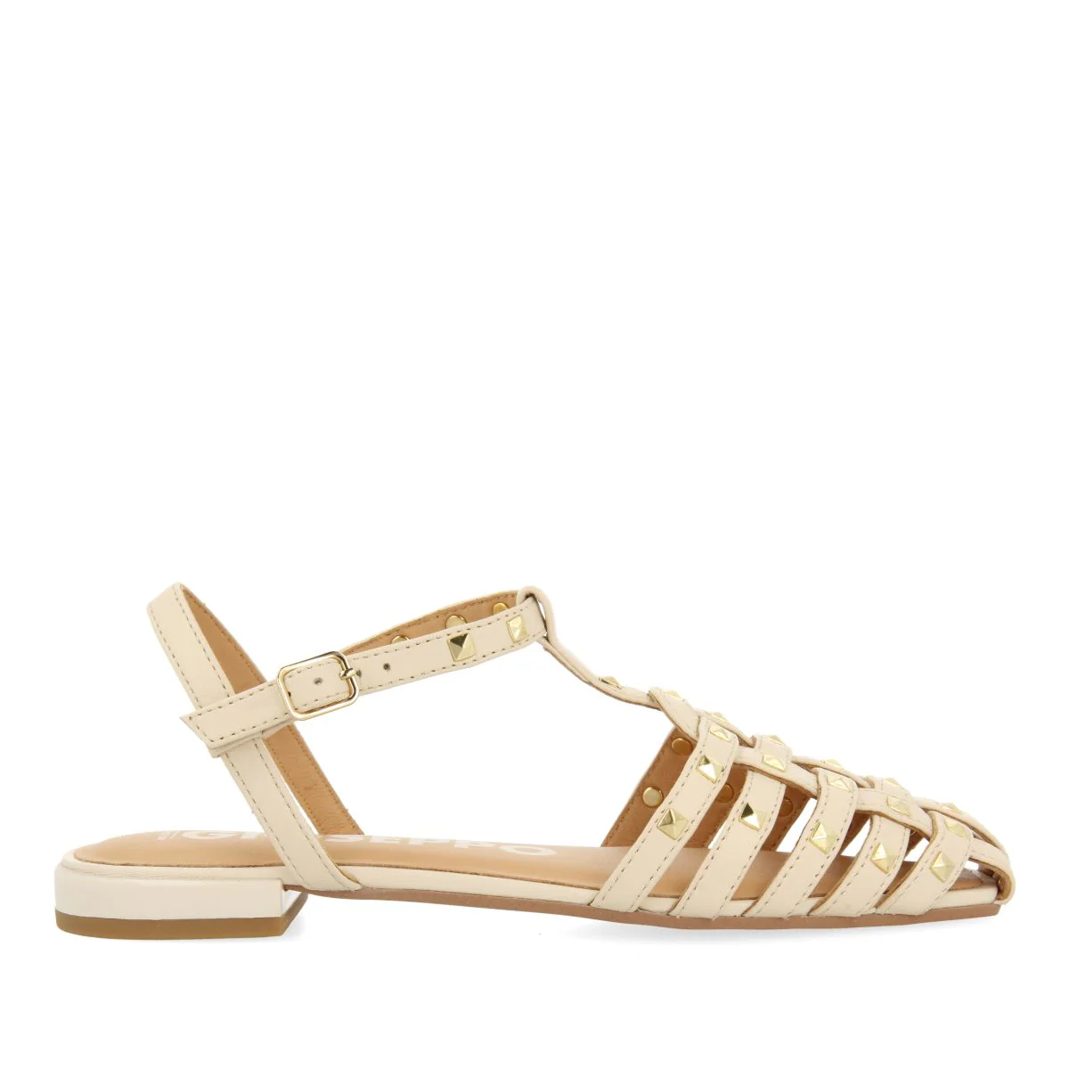 OFF-WHITE LEATHER CRAB-STYLE SANDALS WITH STUDS FOR WOMEN CANBY