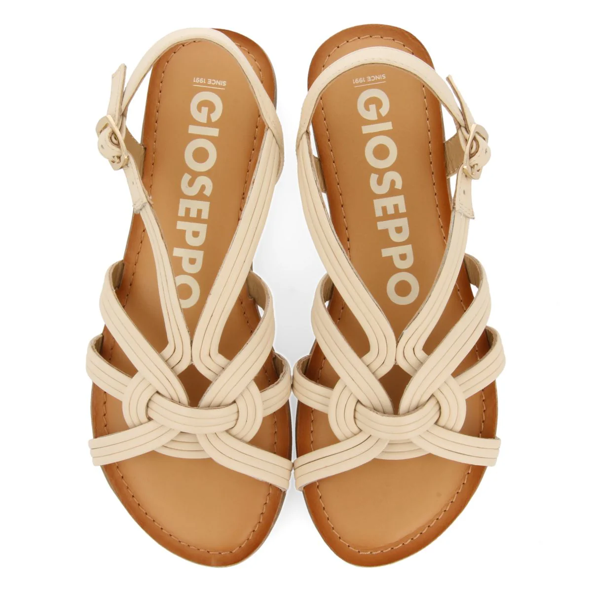 OFF-WHITE LEATHER SANDALS WITH CROSS STRAPS FOR WOMEN GOLAJ - Image 4