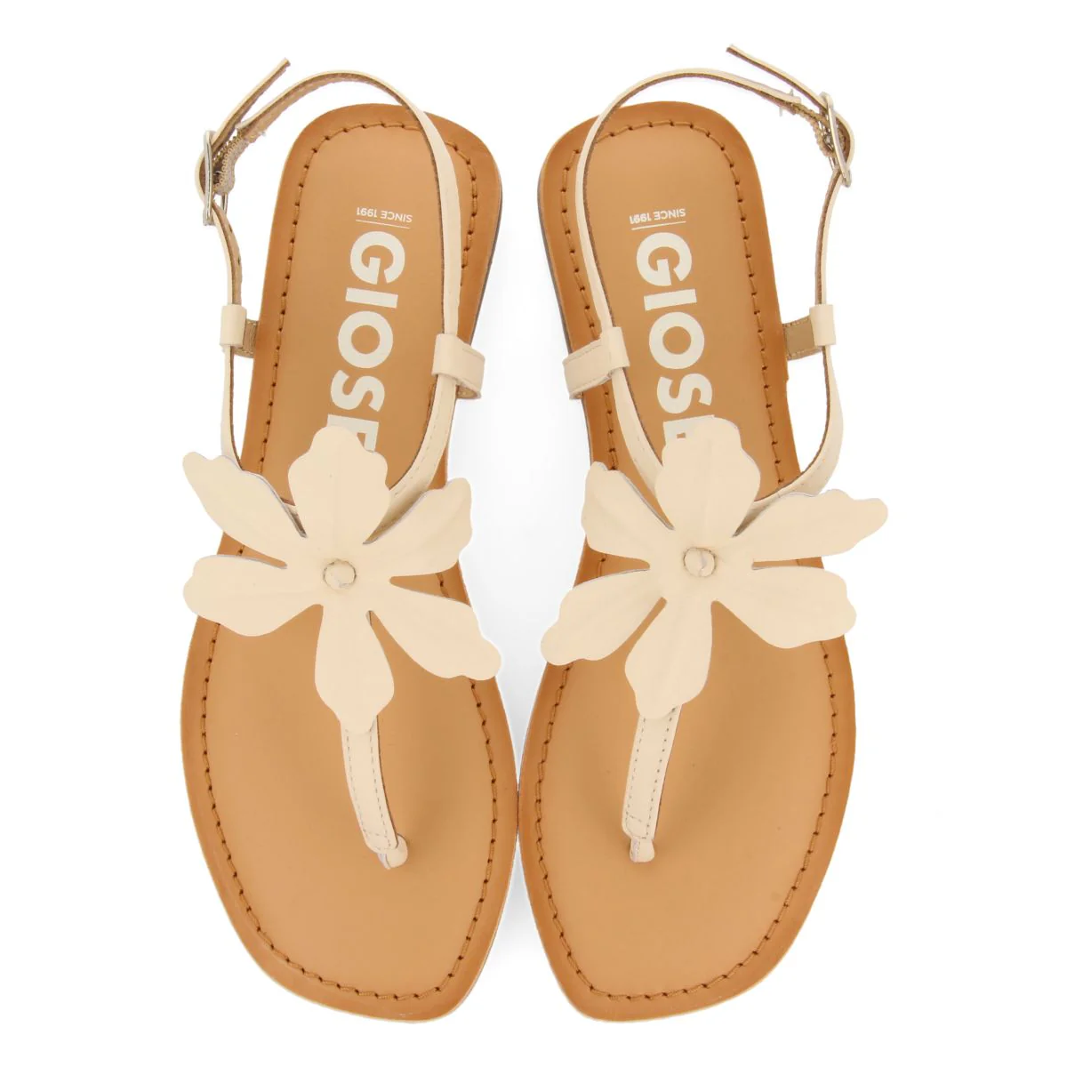 OFF-WHITE LEATHER SANDALS WITH FLOWER EMBELLISHMENT FOR WOMEN VELCAN - Image 2