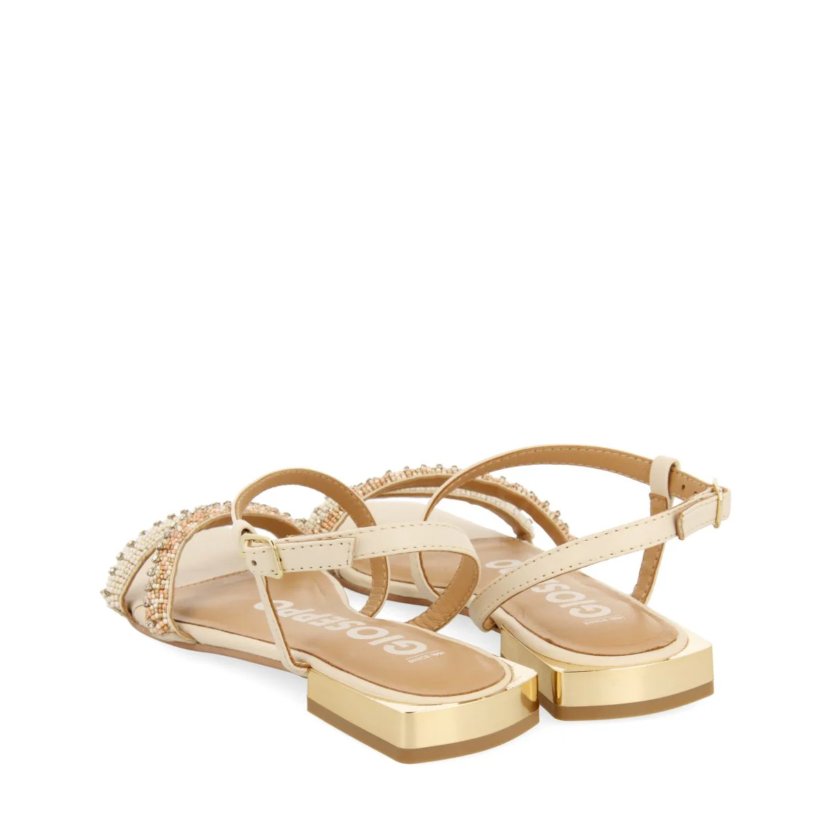 OFF-WHITE LEATHER SANDALS WITH STONES FOR WOMEN LANDKEY - Image 3