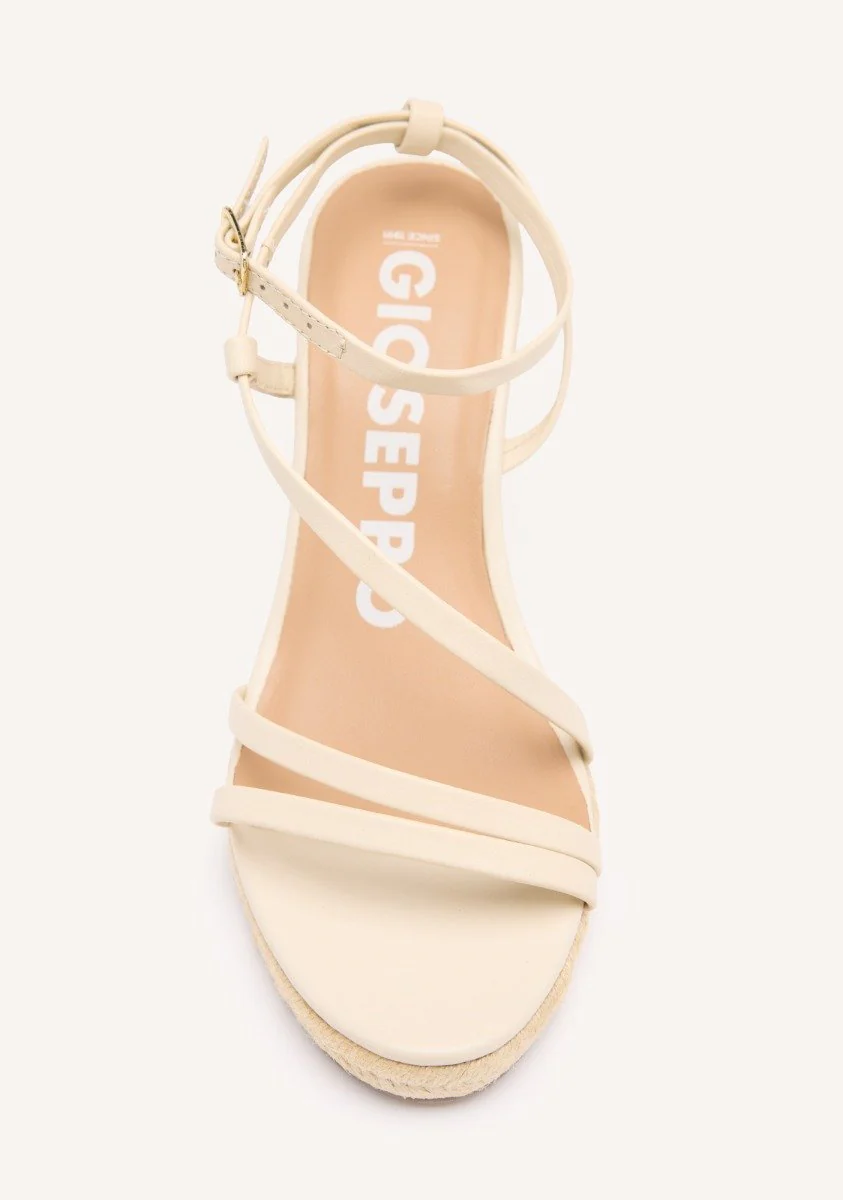OFF-WHITE LEATHER SANDALS WITH STRAPS AND HIGH JUTE WEDGE FOR WOMEN ORIKUM - Image 3