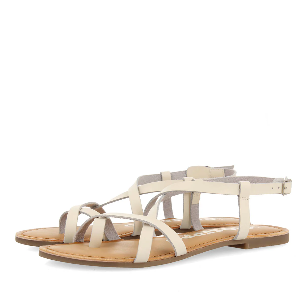 OFF-WHITE LEATHER SANDALS WITH THIN STRAPS FOR WOMEN COURSAN - Image 2