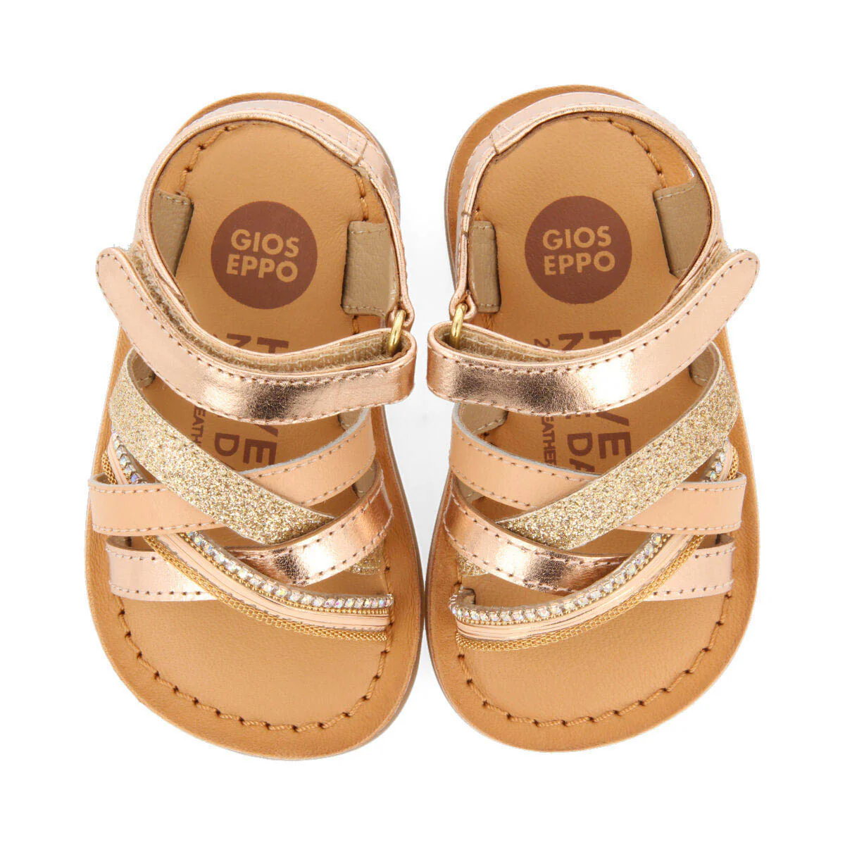 Olaya girls leather sandals withink details - Image 3