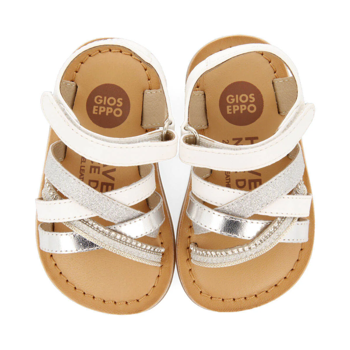 Olaya girls leather sandals with white details - Image 3