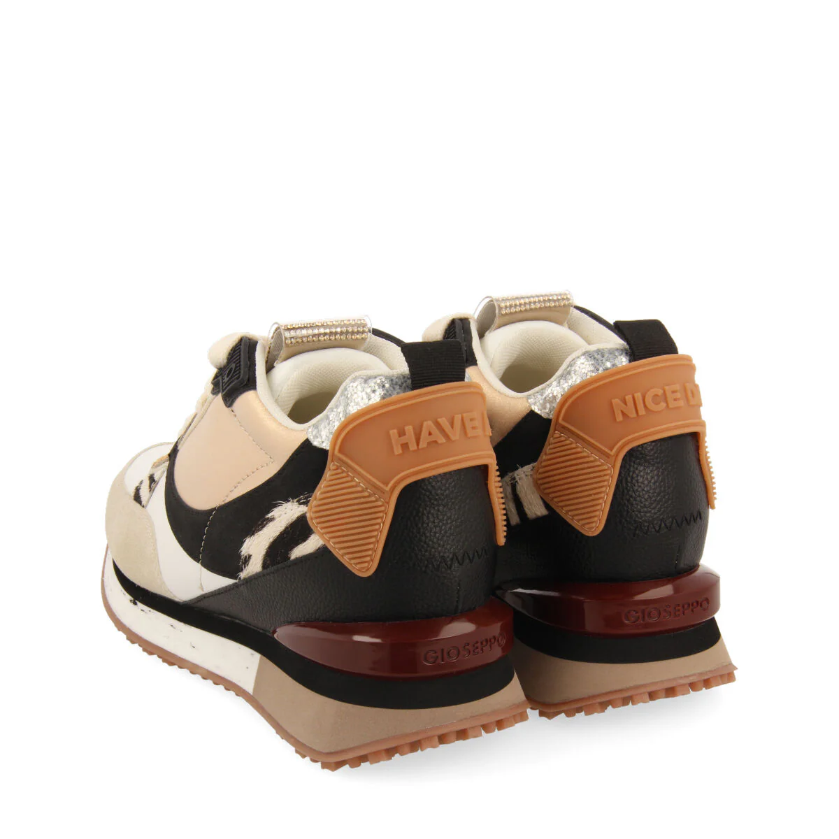 Onida women's white sneakers with mixed prints and inner wedges - Image 4