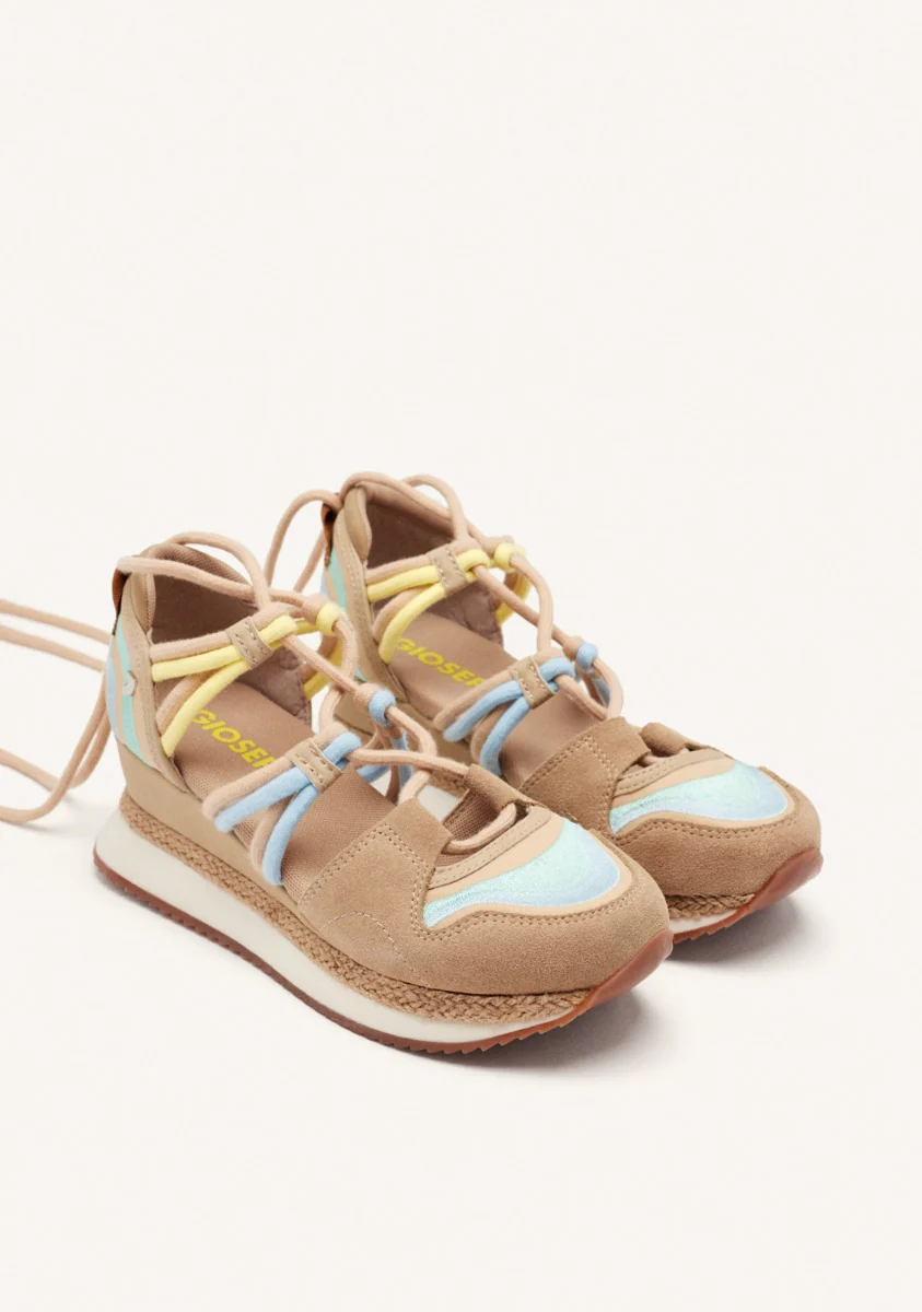 OPEN LEATHER WEDGE RAFFIA SNEAKERS BRIDPORT - Image 2