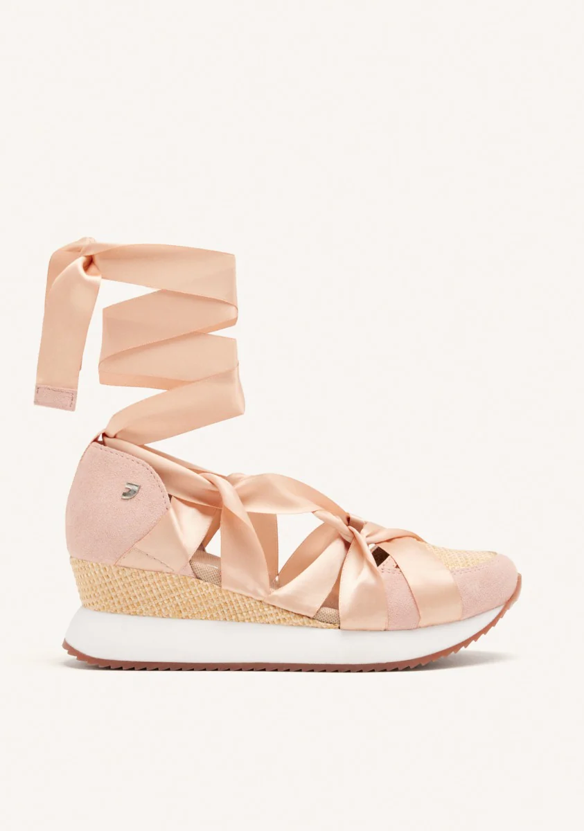 OPEN LEATHER WEDGE RAFFIA SNEAKERS CORNVILLE