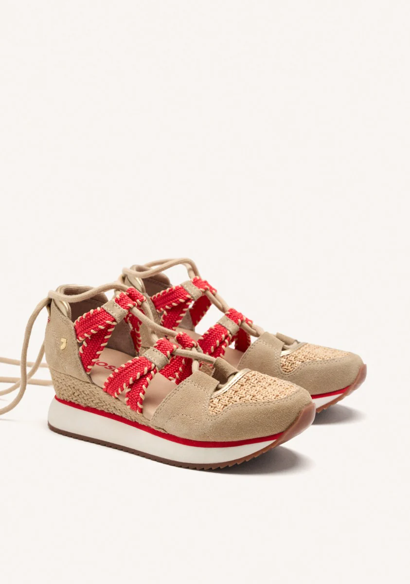 OPEN LEATHER WEDGE RAFFIA SNEAKERS GRISWOLD - Image 2
