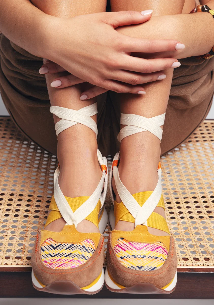 OPEN LEATHER WEDGE RAFFIA SNEAKERS LITTLETON - Image 5
