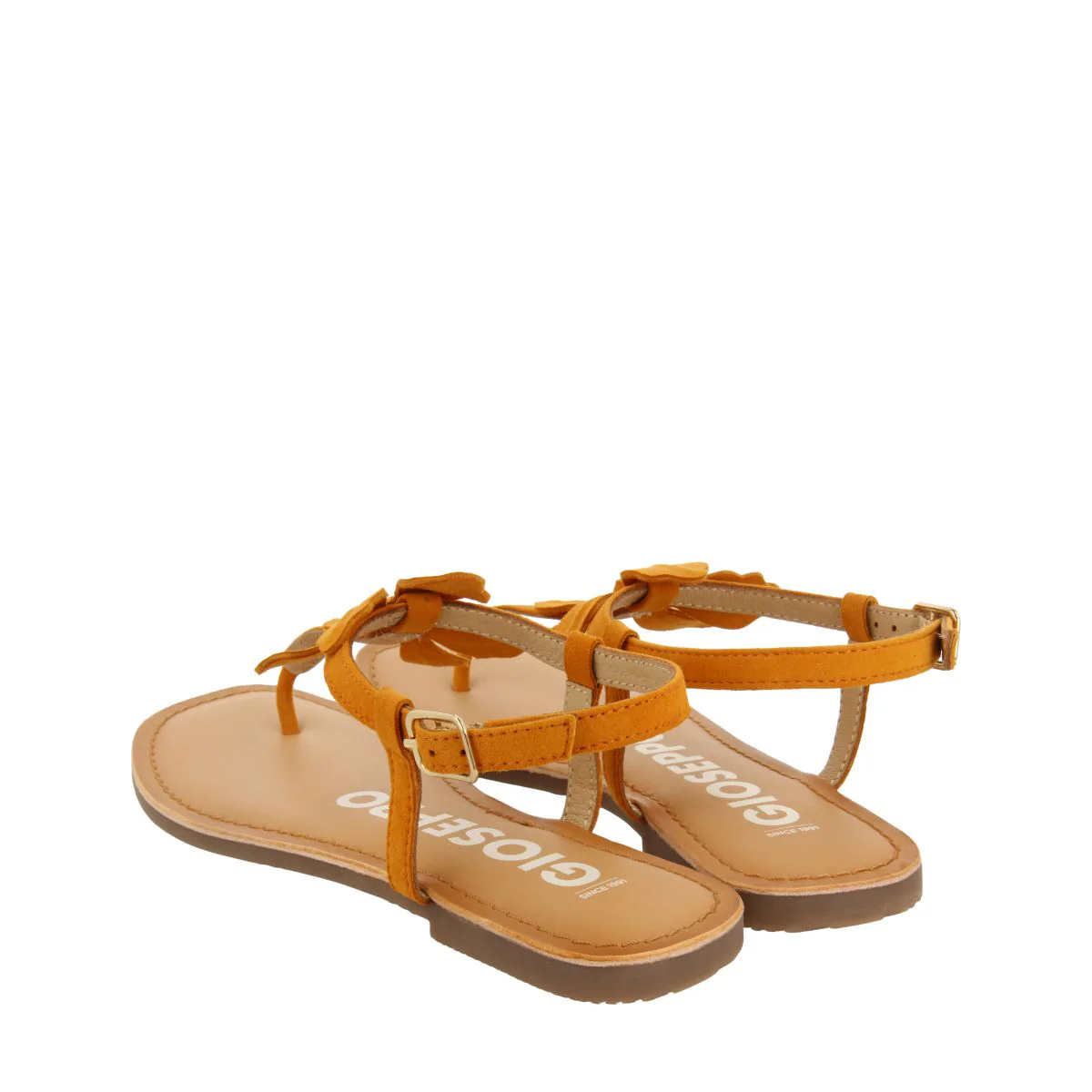 ORANGE LEATHER SANDALS WITH FLOWER EMBELLISHMENT FOR WOMEN VELCAN - Image 3