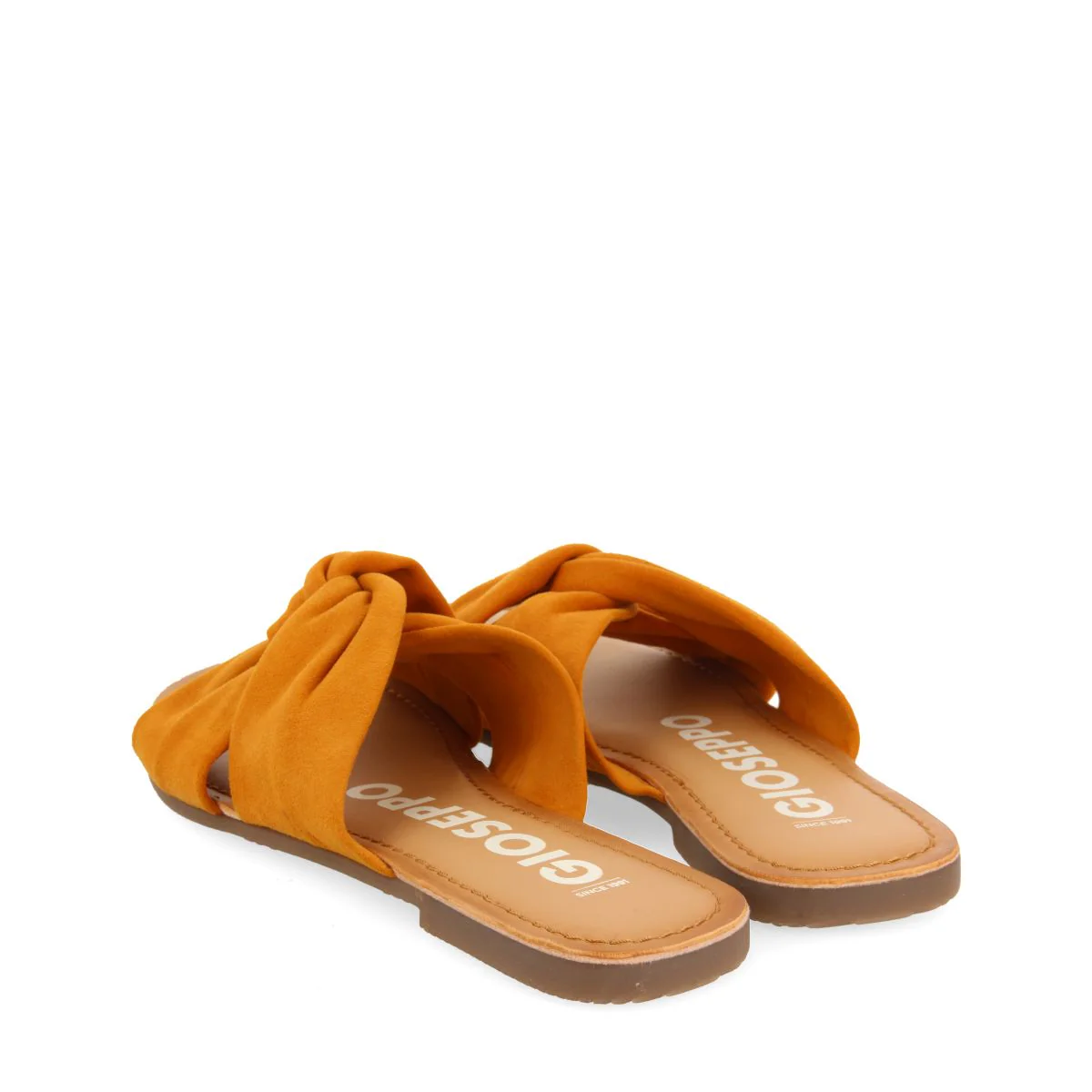 ORANGE LEATHER SLIDE SANDALS FOR WOMEN AGIRA - Image 3