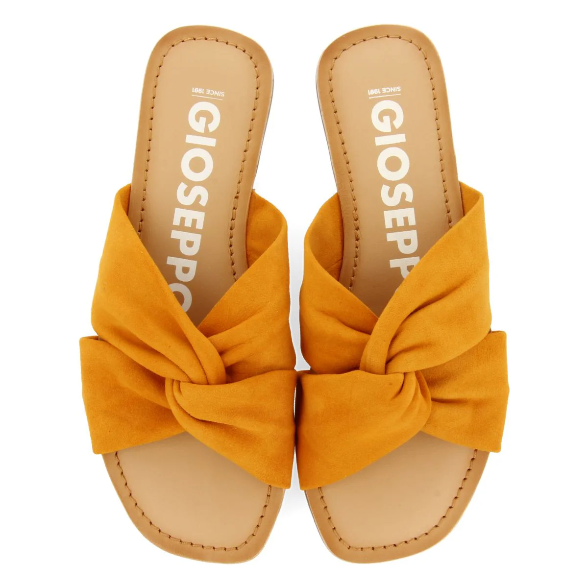 ORANGE LEATHER SLIDE SANDALS FOR WOMEN AGIRA - Image 4