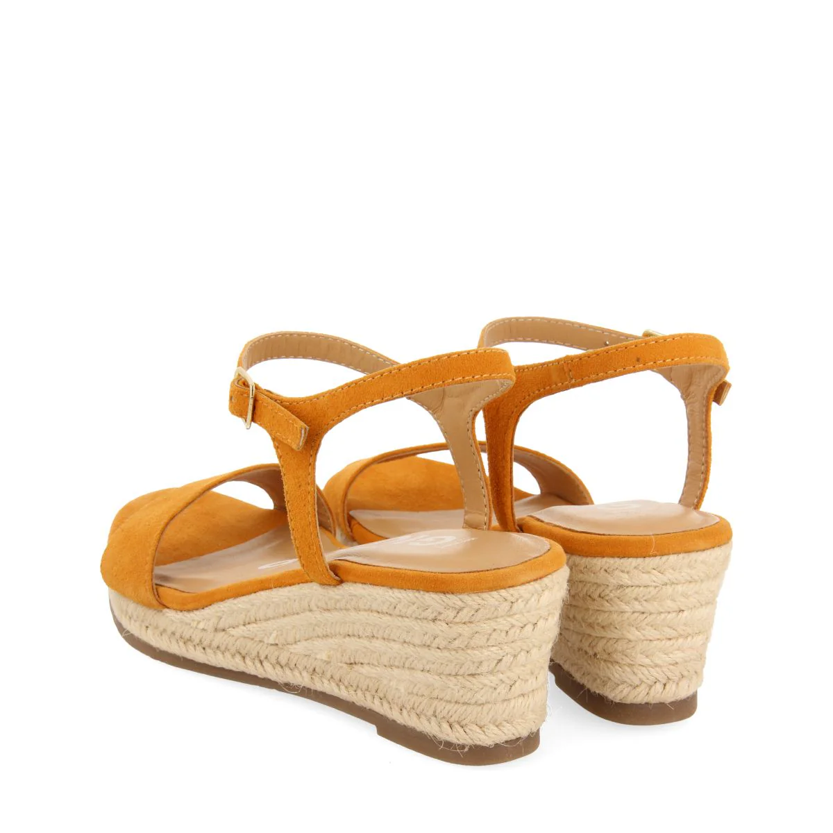ORANGE LEATHER WEDGE SANDALS WITH JUTE FOR WOMEN XARRE - Image 3