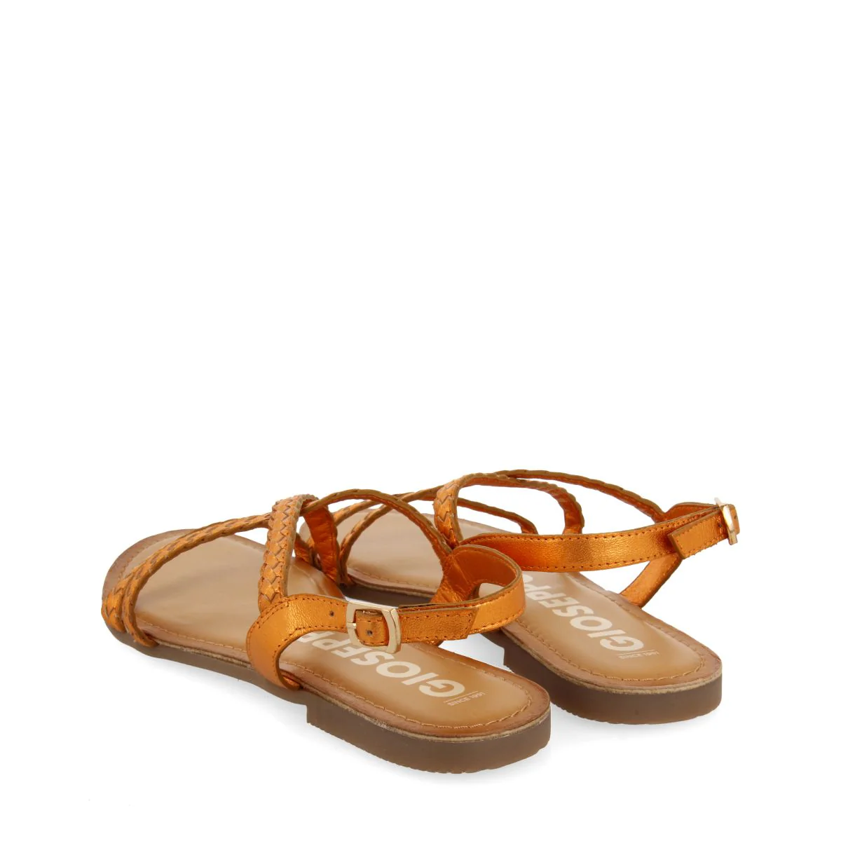 ORANGE METALLIC BRAIDED LEATHER SANDALS FOR WOMEN CAPACI - Image 3