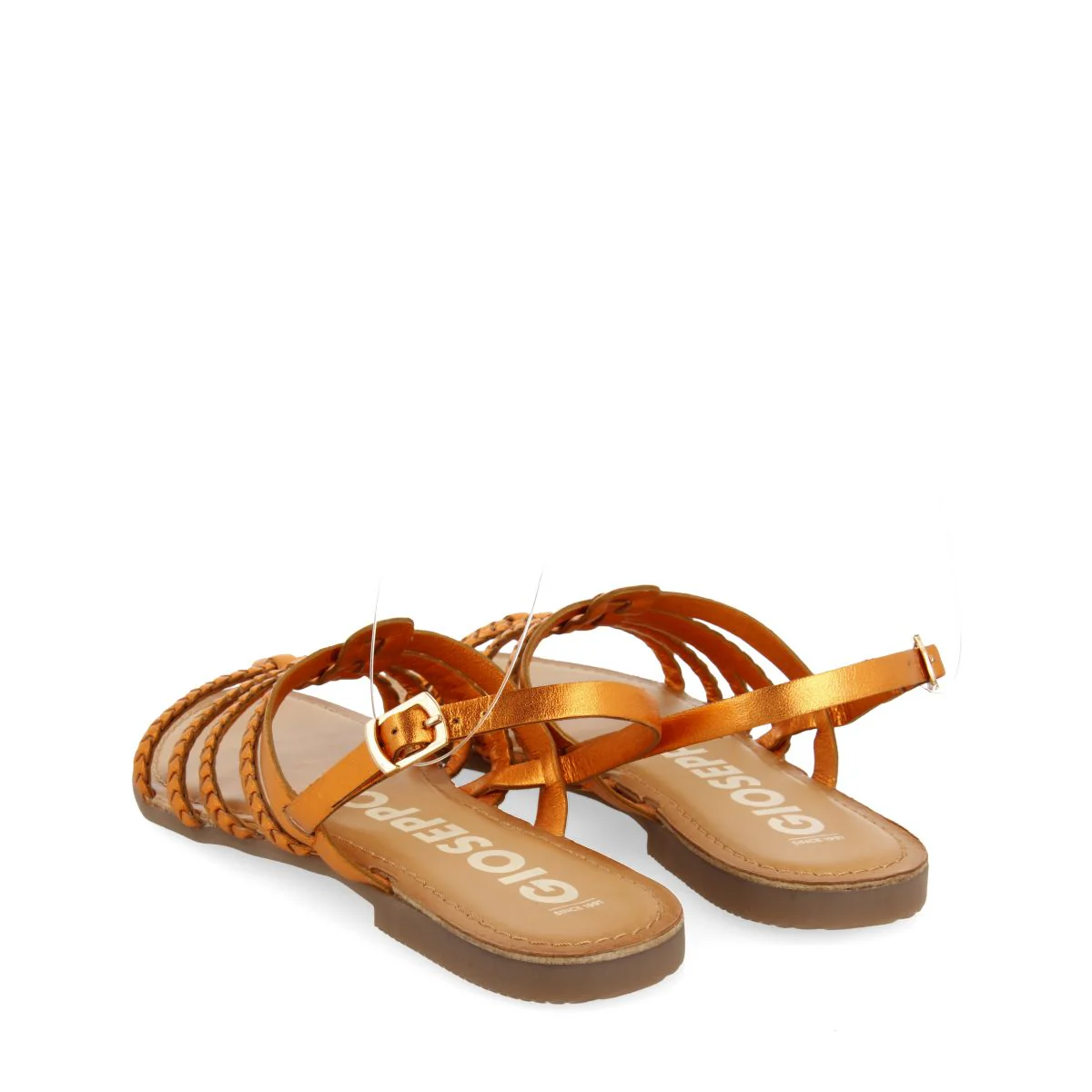 ORANGE METALLIC BRAIDED LEATHER SANDALS FOR WOMEN LIMINA - Image 3