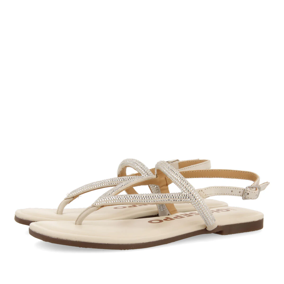 Otlak women's off-white sandals with crystal straps - Image 2