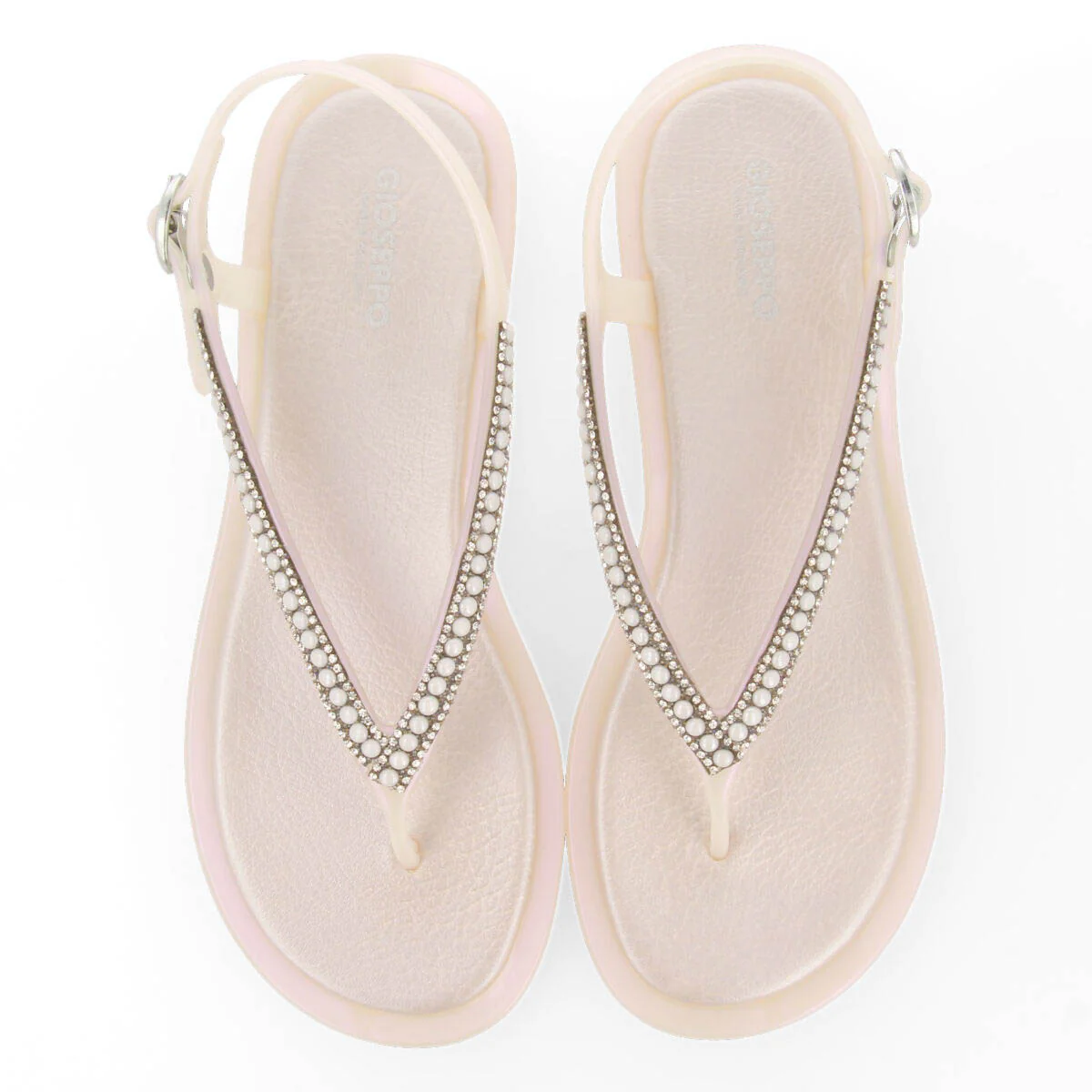 Palembang women's off-white sandals with mini crystals - Image 3