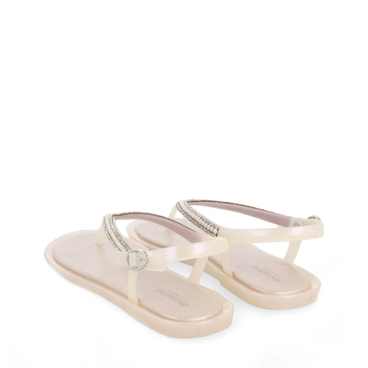 Palembang women's off-white sandals with mini crystals - Image 4
