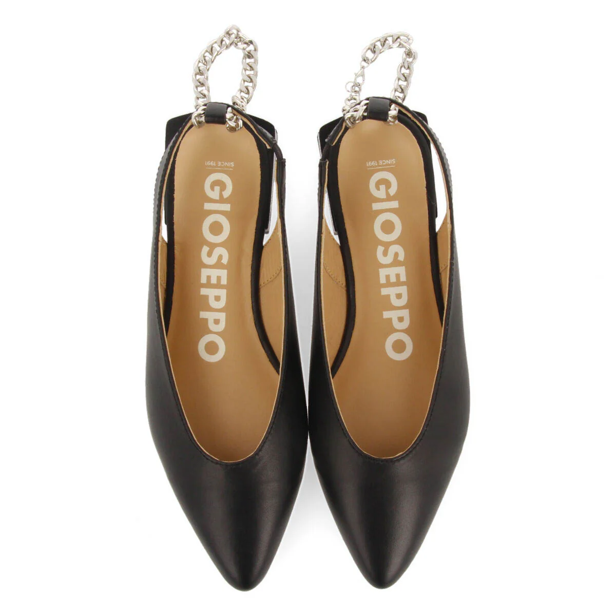 Palu women's black slingback ballet flats with decorative chain - Image 3