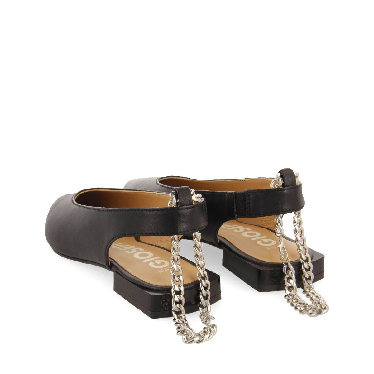 Palu women's black slingback ballet flats with decorative chain - Image 4
