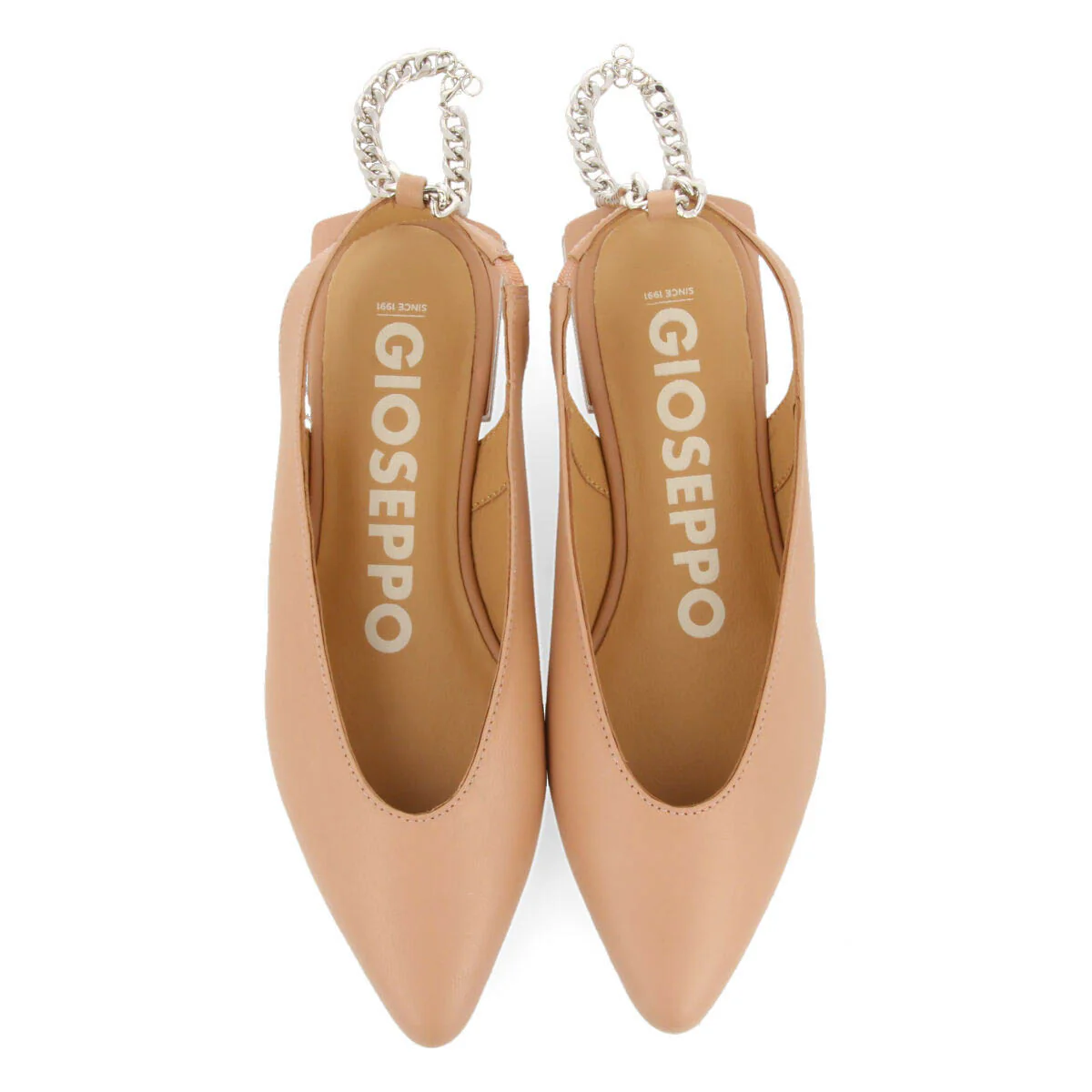 Palu women's nude slingback ballet flats with decorative chain - Image 3