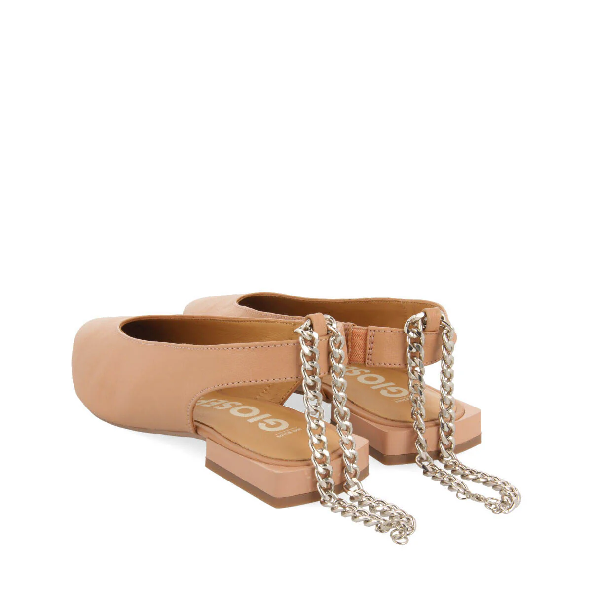 Palu women's nude slingback ballet flats with decorative chain - Image 4