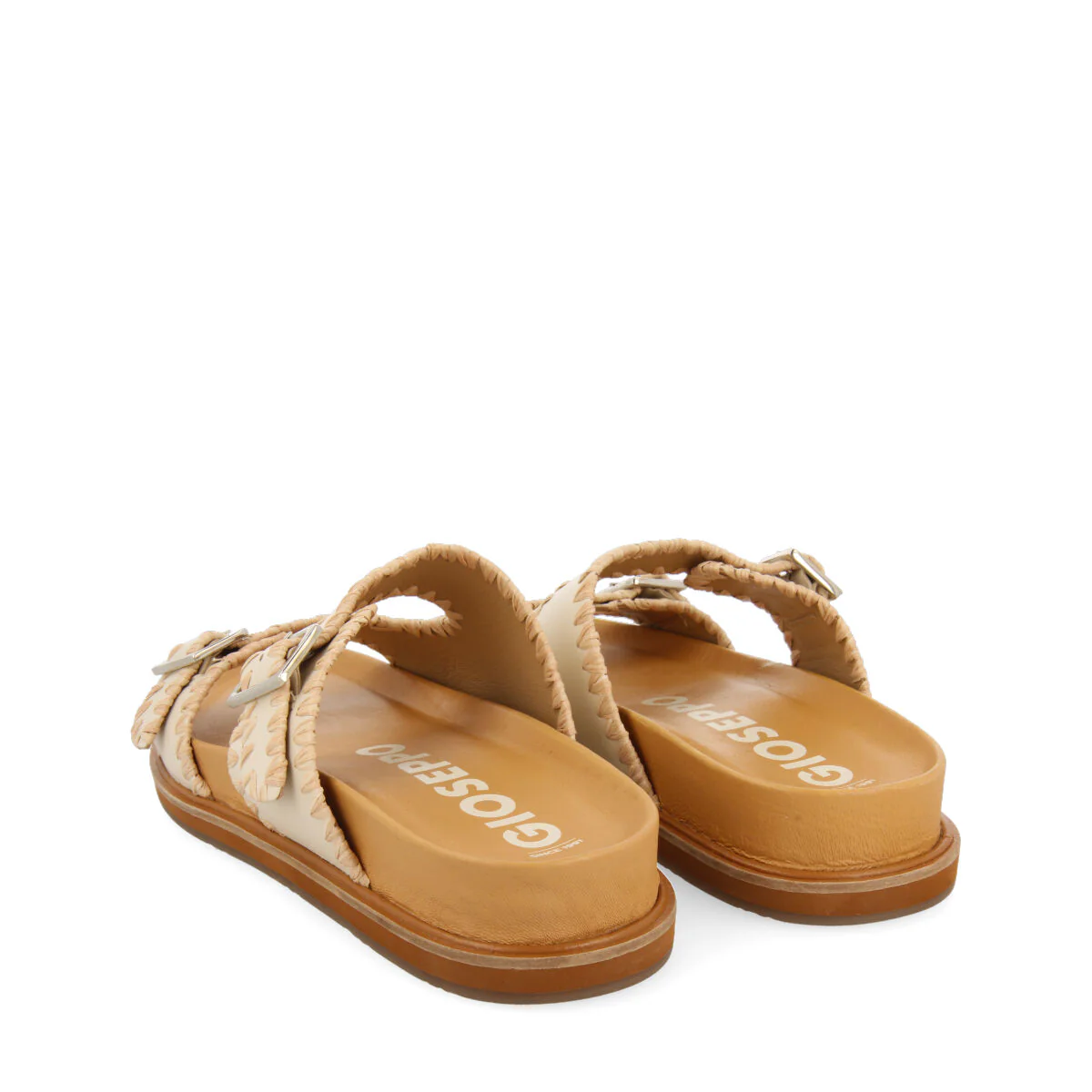 Pancas women's off-white footbed sandals with buckles - Image 4