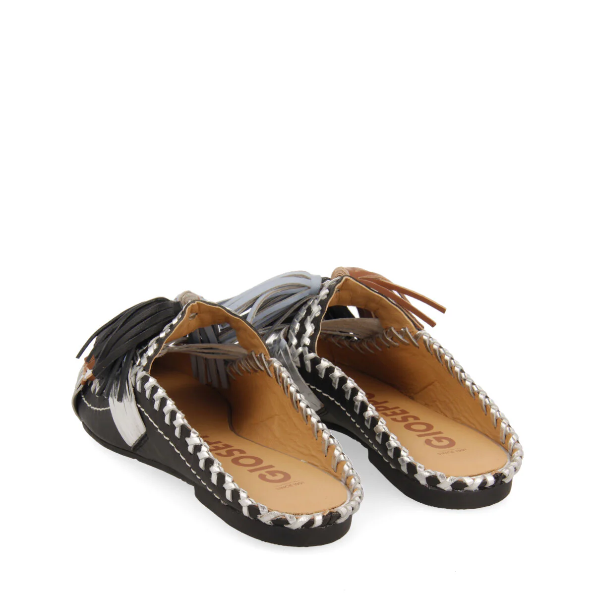 Papantla women's black leather mules with tassels - Image 4