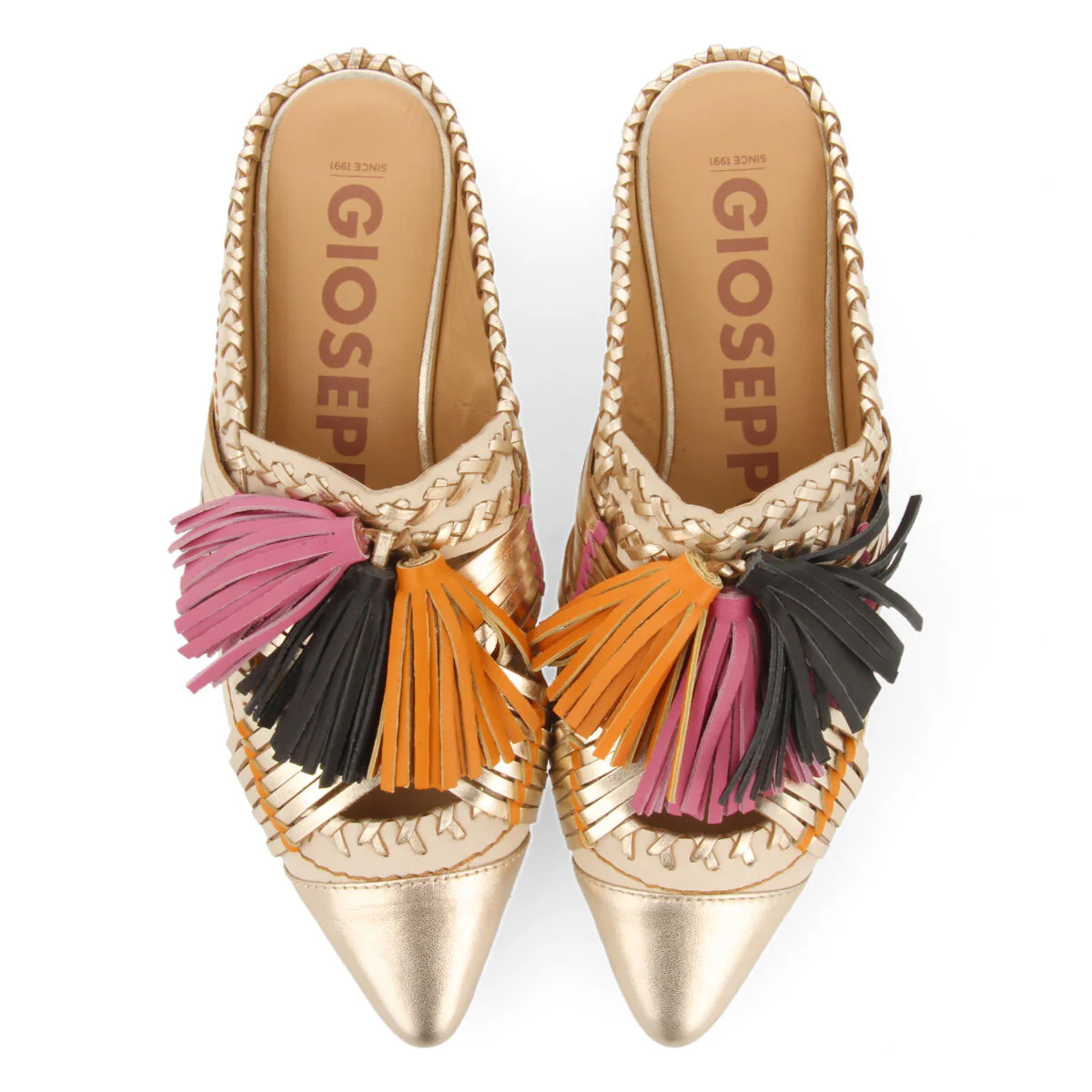 Papantla women's off-white leather mules with tassels - Image 4