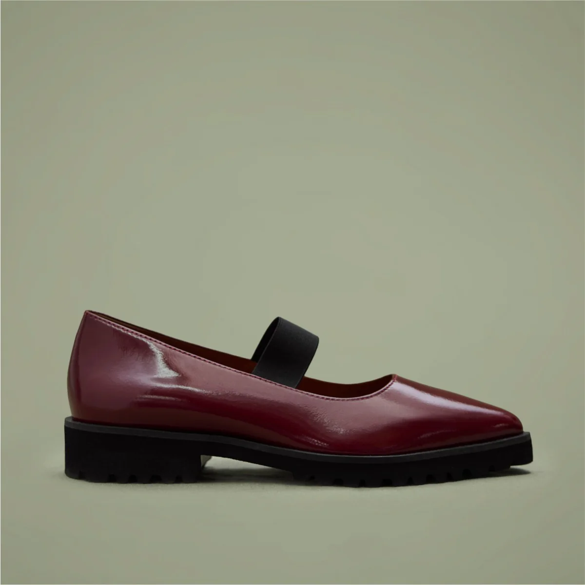 PATENT LEATHER EFFECT BALLET FLATS WITH TRACK SOLE DOBSINA - Image 3