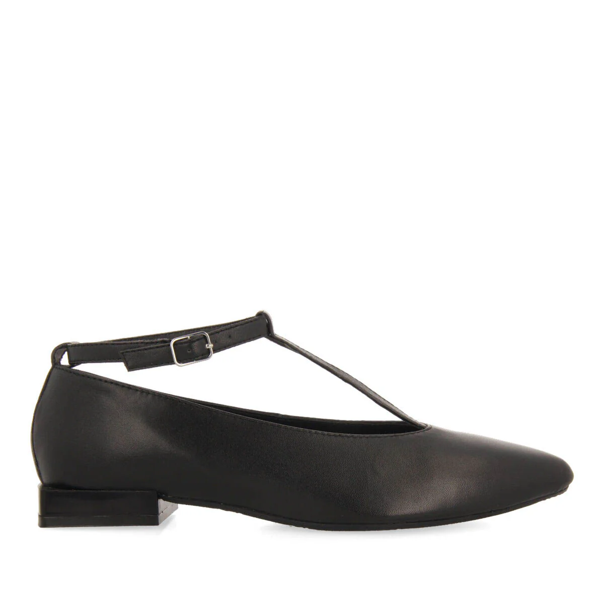 Peever women's black leather ballet flats with straps