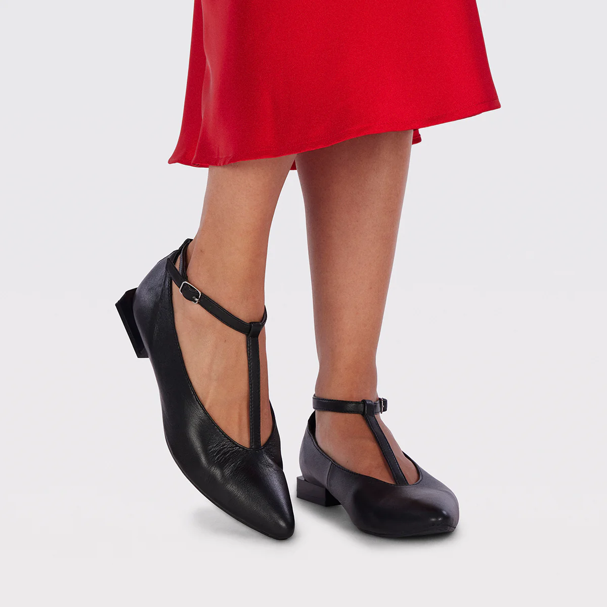 Peever women's black leather ballet flats with straps - Image 2