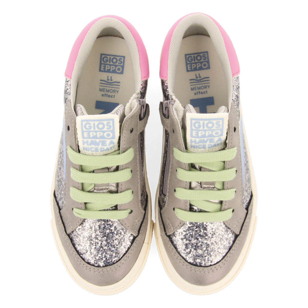 Pettvika children's dark silver sneakers with details - Image 4