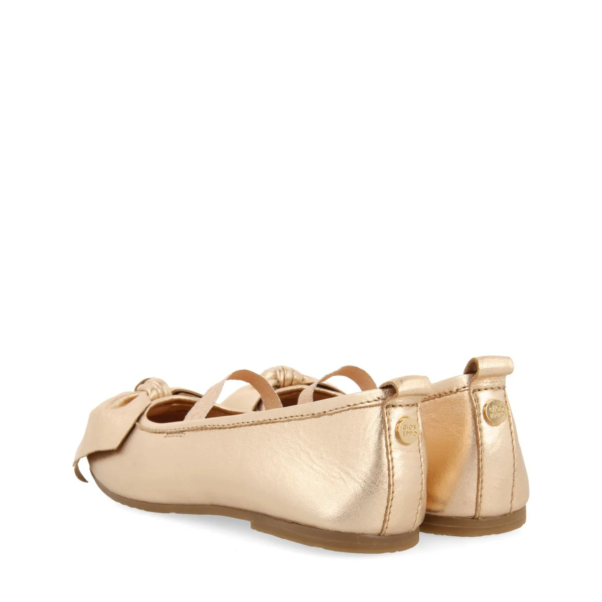 PINK GOLD SKIN BALLET FLATS WITH BOW FOR GIRL AND BOY TUDY - Image 3