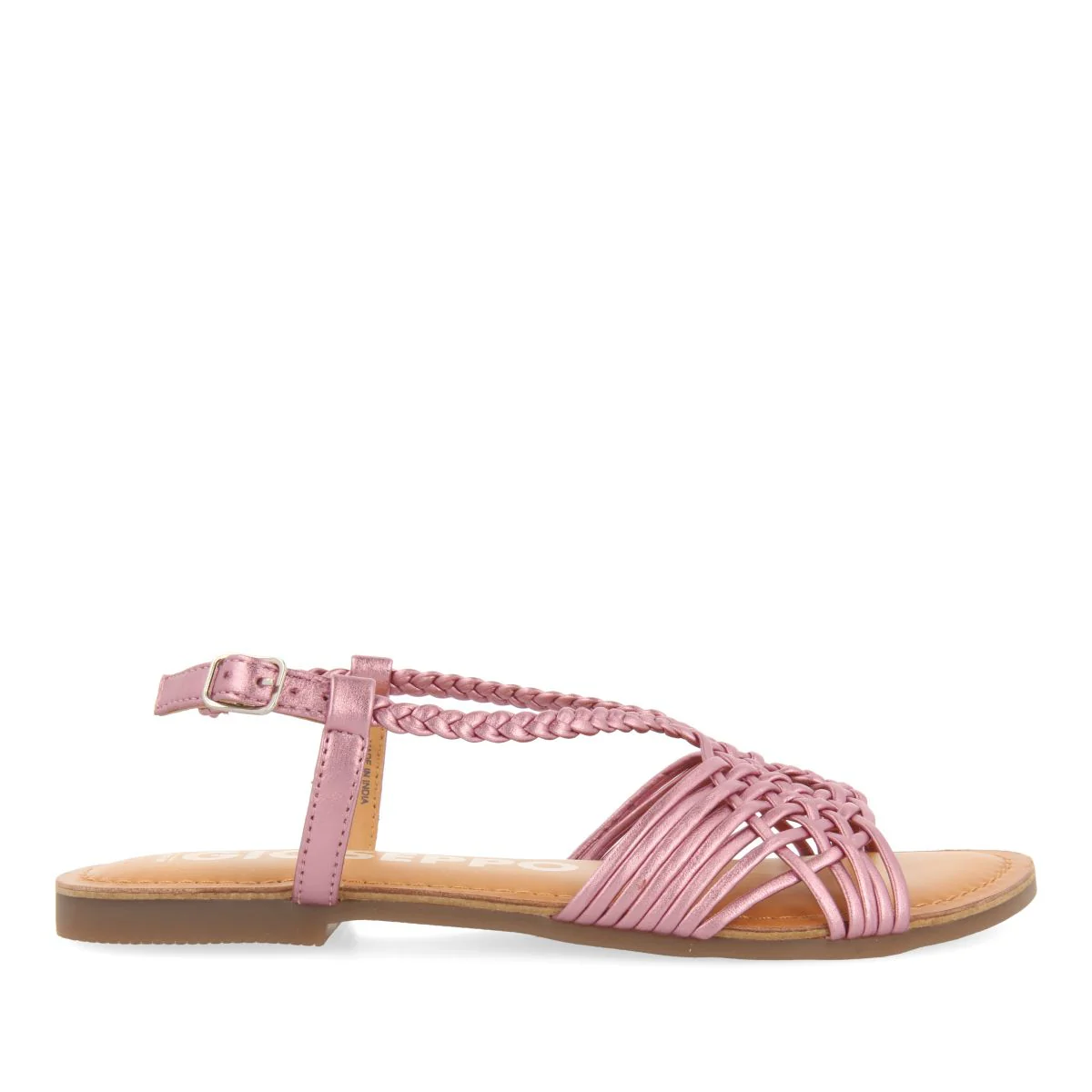PINK LEATHER SANDALS WITH CROSS STRAPS FOR WOMEN AIDONE