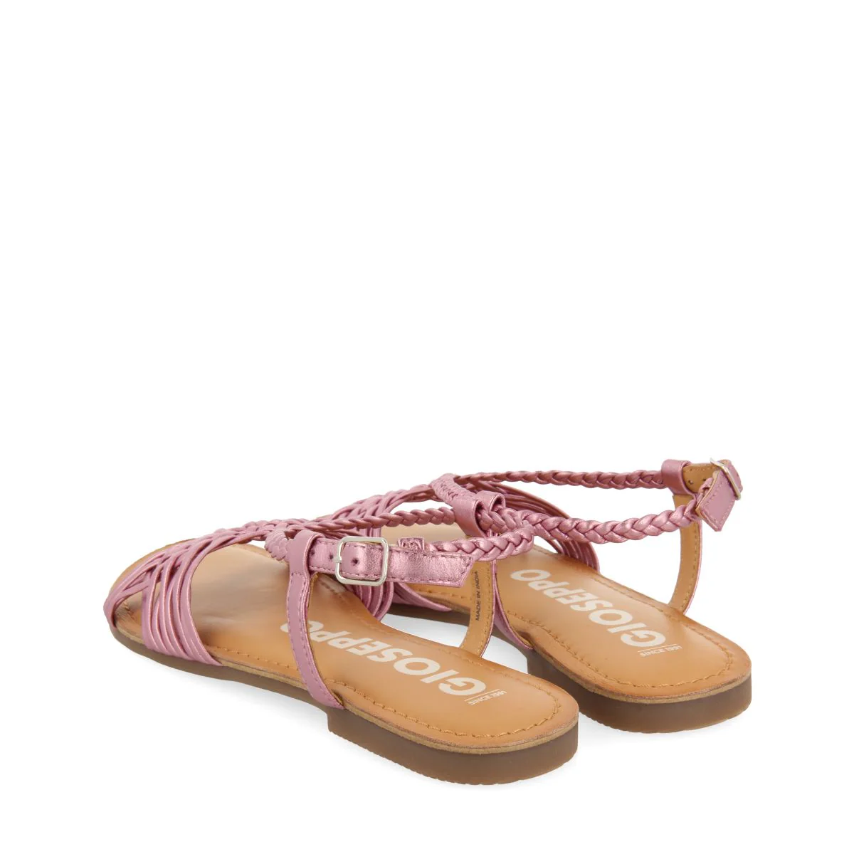 PINK LEATHER SANDALS WITH CROSS STRAPS FOR WOMEN AIDONE - Image 3