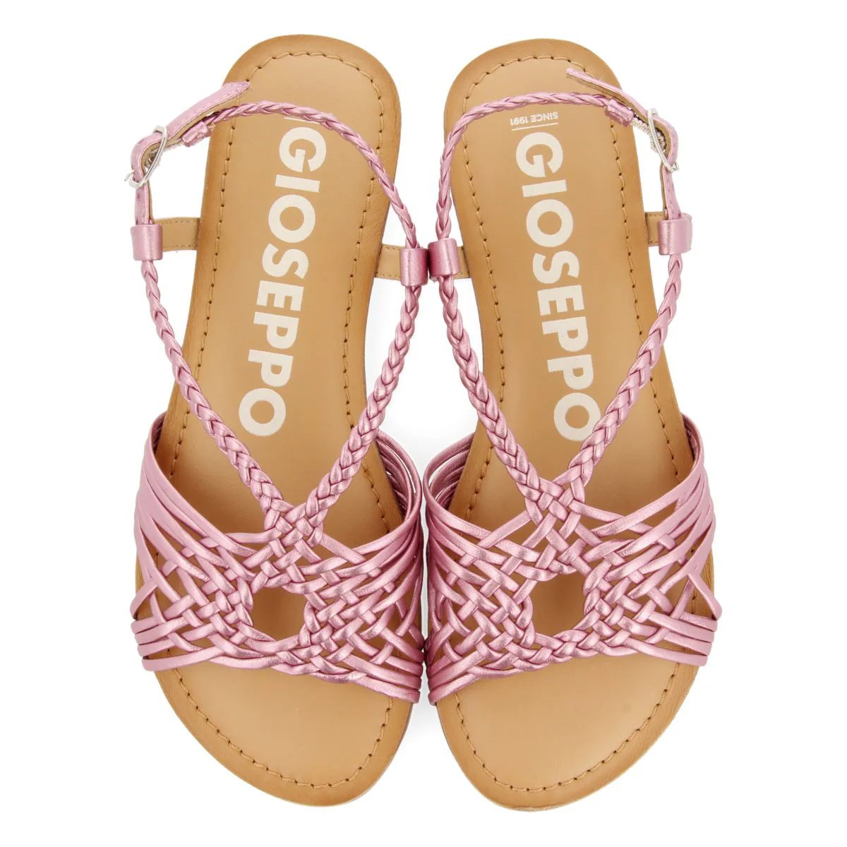 PINK LEATHER SANDALS WITH CROSS STRAPS FOR WOMEN AIDONE - Image 4