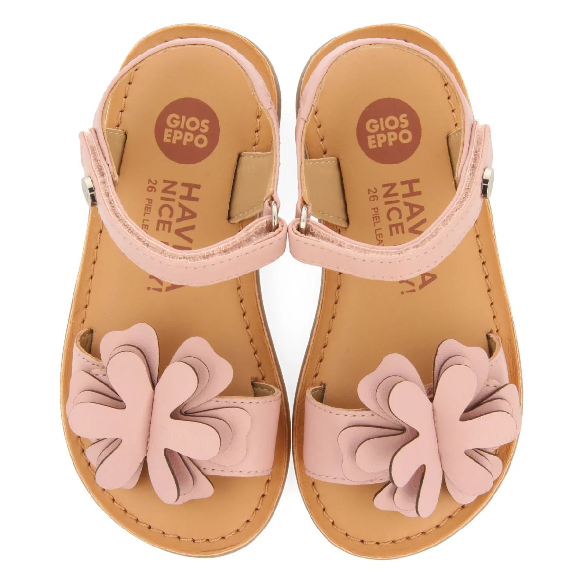 PINK LEATHER SANDALS WITH FLOWER EMBELLISHMENT FOR GIRL AND BOY TAKILMA - Image 2