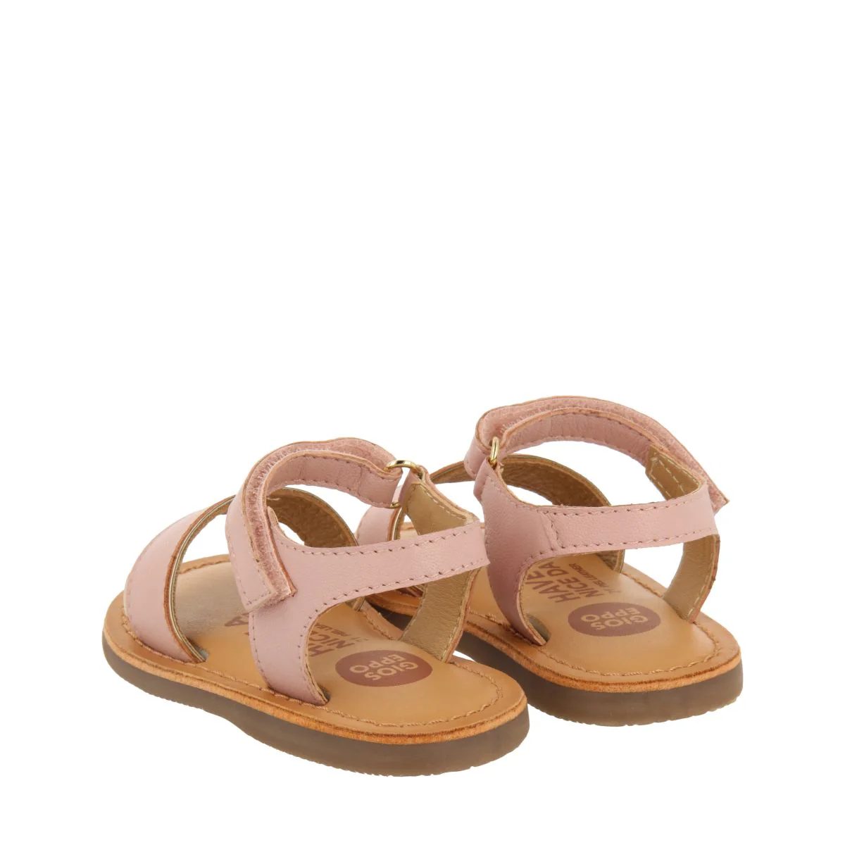 PINK LEATHER SANDALS WITH METALLIC DETAILS FOR BABY ALIKO - Image 3