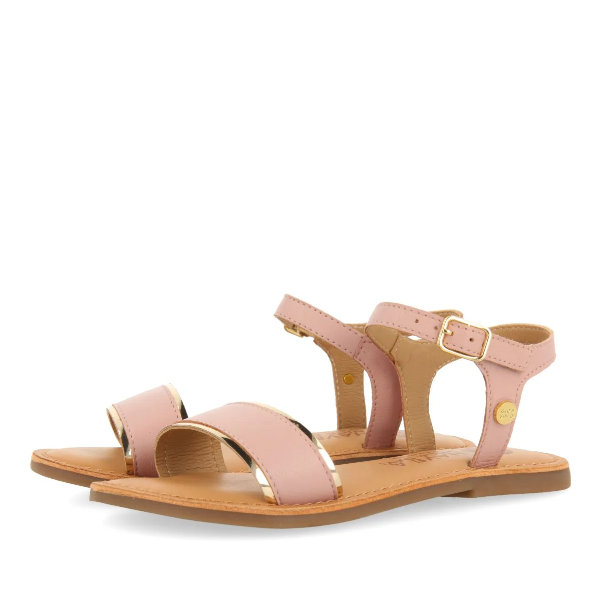 PINK LEATHER SANDALS WITH METALLIC DETAILS FOR GIRLS ISHEM - Image 2