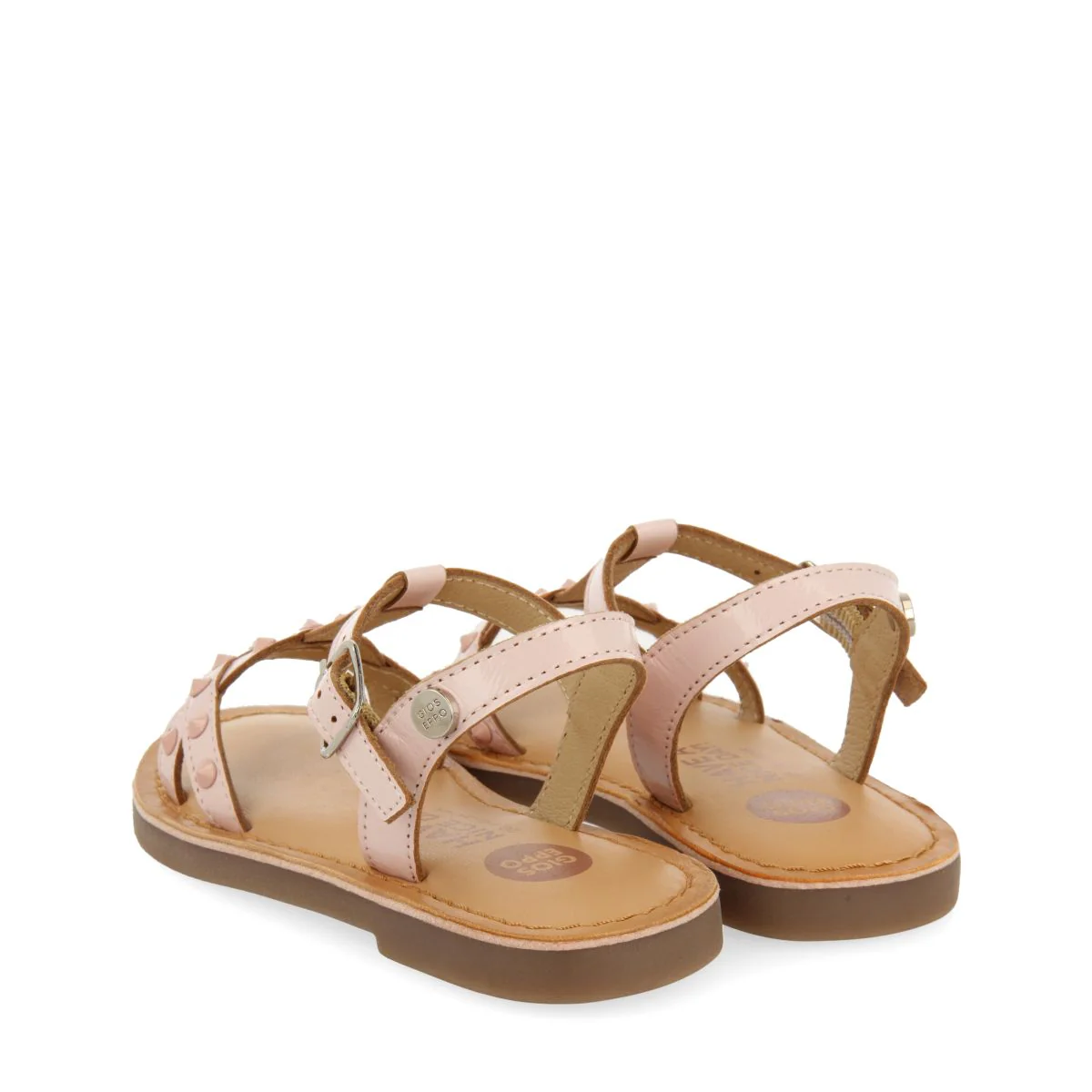 PINK LEATHER SANDALS WITH STUDS FOR GIRL AND BOY MAWES - Image 3