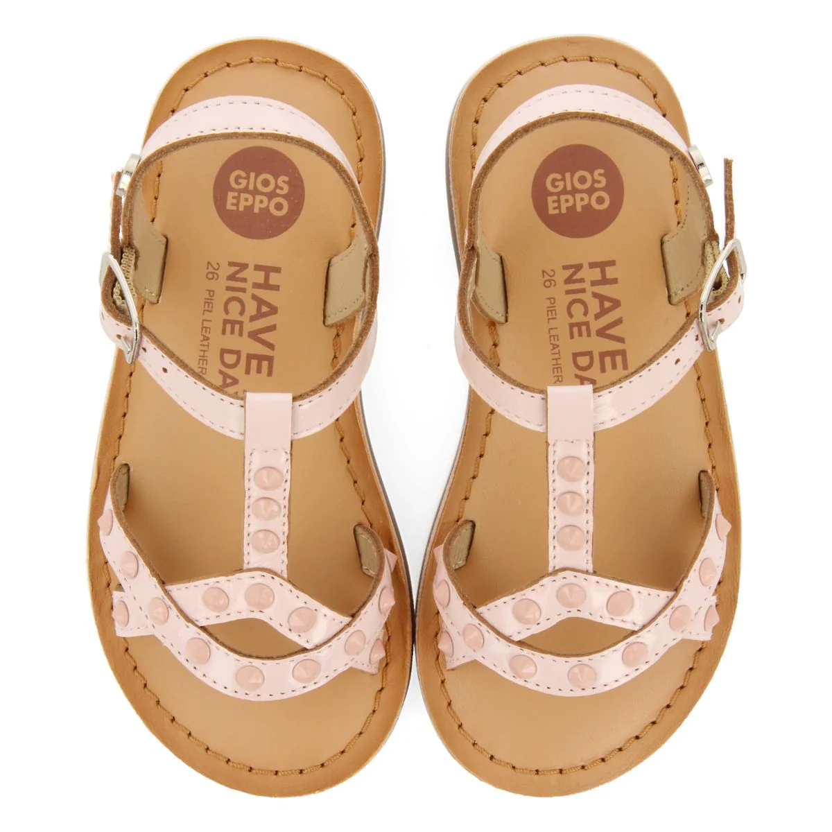 PINK LEATHER SANDALS WITH STUDS FOR GIRL AND BOY MAWES - Image 4