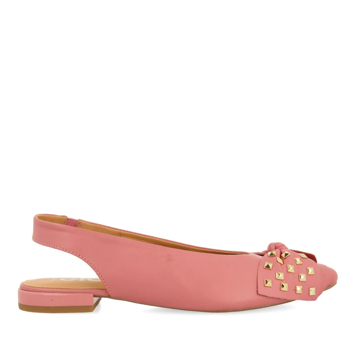 PINK LEATHER UNHEELED BALLET FLATS WITH BOW DETAIL FOR WOMEN KALLMET