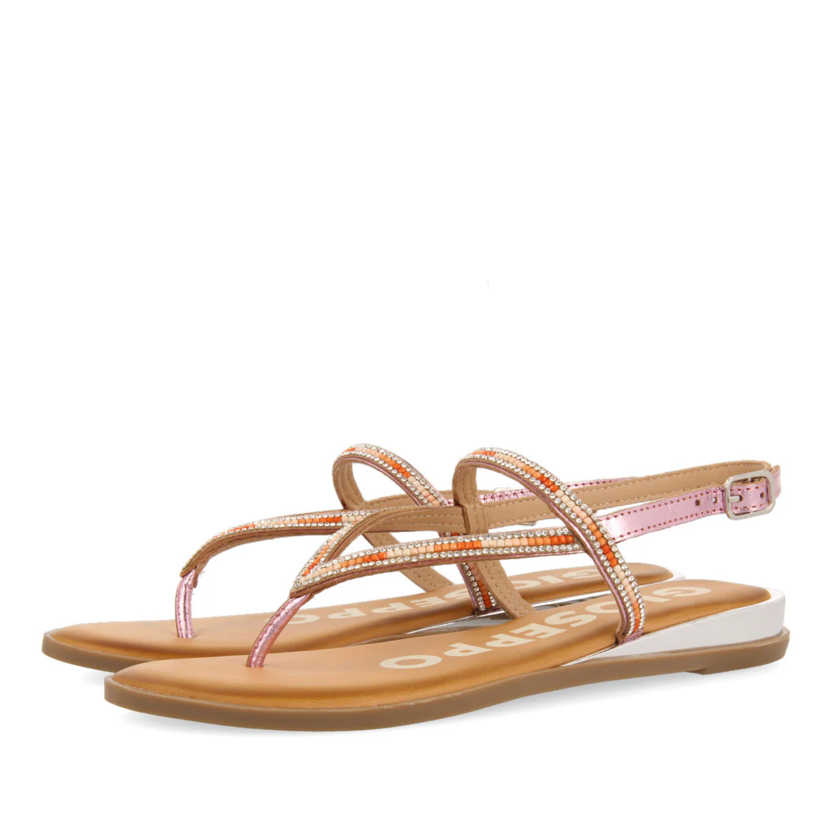 PINK SANDALS WITH STRAPS AND MULTICOLORED BEADS FOR WOMAN BELCHER - Image 2